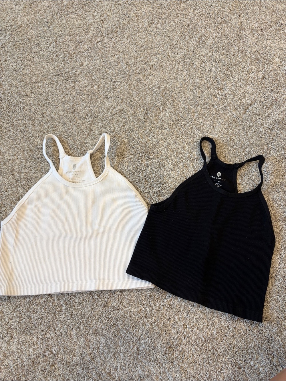 Free People Ribbed Racerback Tank Duo - White & Black